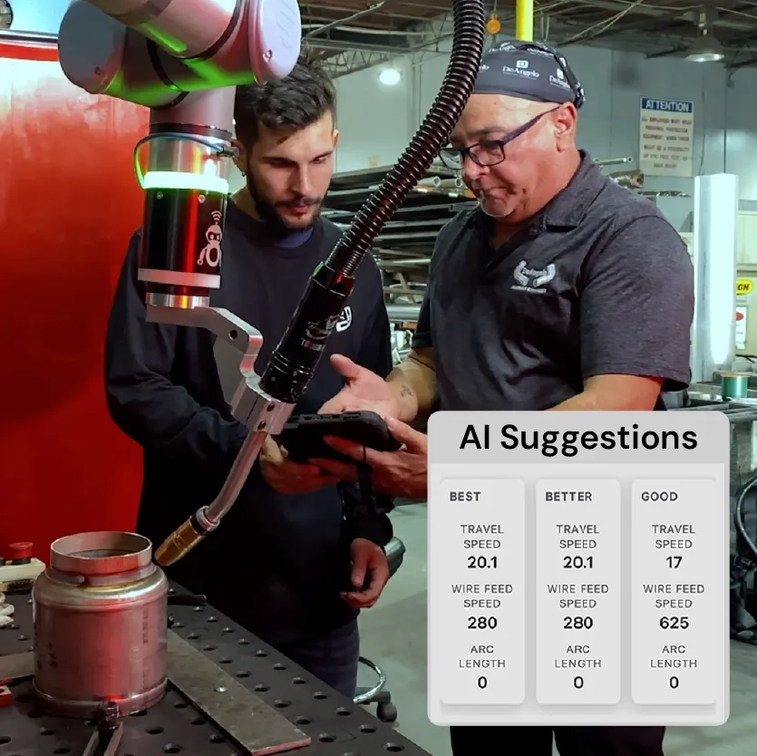 AI Suggestions serving best, better, and good weld settings