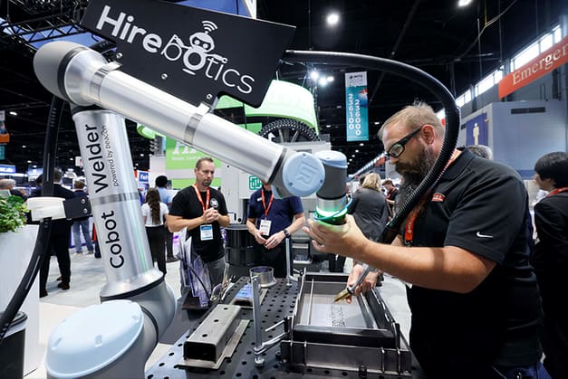 IMTS visitors can find cobots throughout the show’s 10 Technology Sectors. “If you’re evaluating cobots at IMTS, get hands-on and try the programming yourself,” says Rob Goldiez, CEO of Hirebotics.